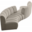 Maklaine Contemporary Brown Boucle Fabric 4pc. Modular Sectional