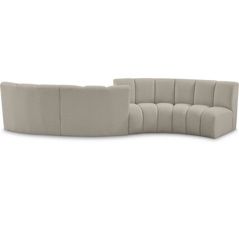Maklaine Contemporary Brown Boucle Fabric 4pc. Modular Sectional
