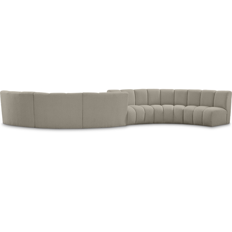Maklaine Contemporary Brown Boucle Fabric 6pc. Modular Sectional