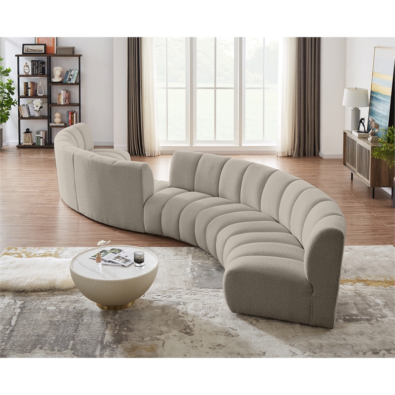 Maklaine Contemporary Brown Boucle Fabric 6pc. Modular Sectional