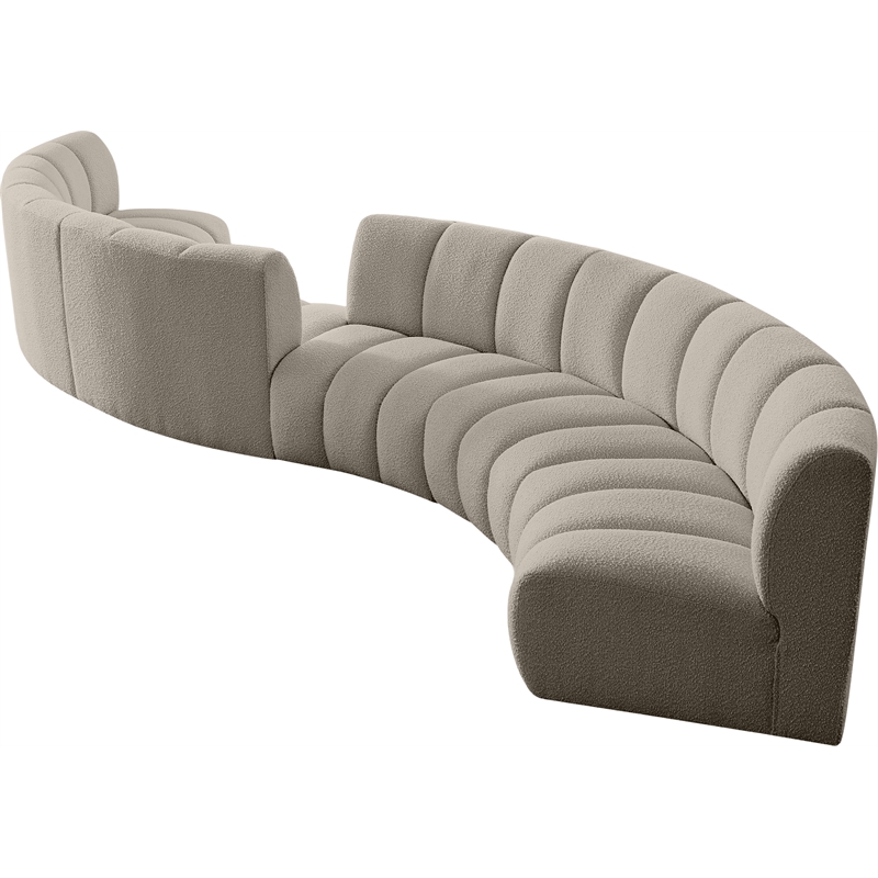 Maklaine Contemporary Brown Boucle Fabric 6pc. Modular Sectional