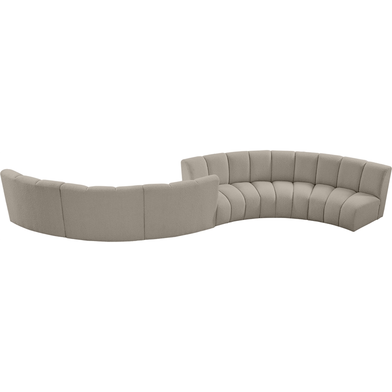 Maklaine Contemporary Brown Boucle Fabric 6pc. Modular Sectional