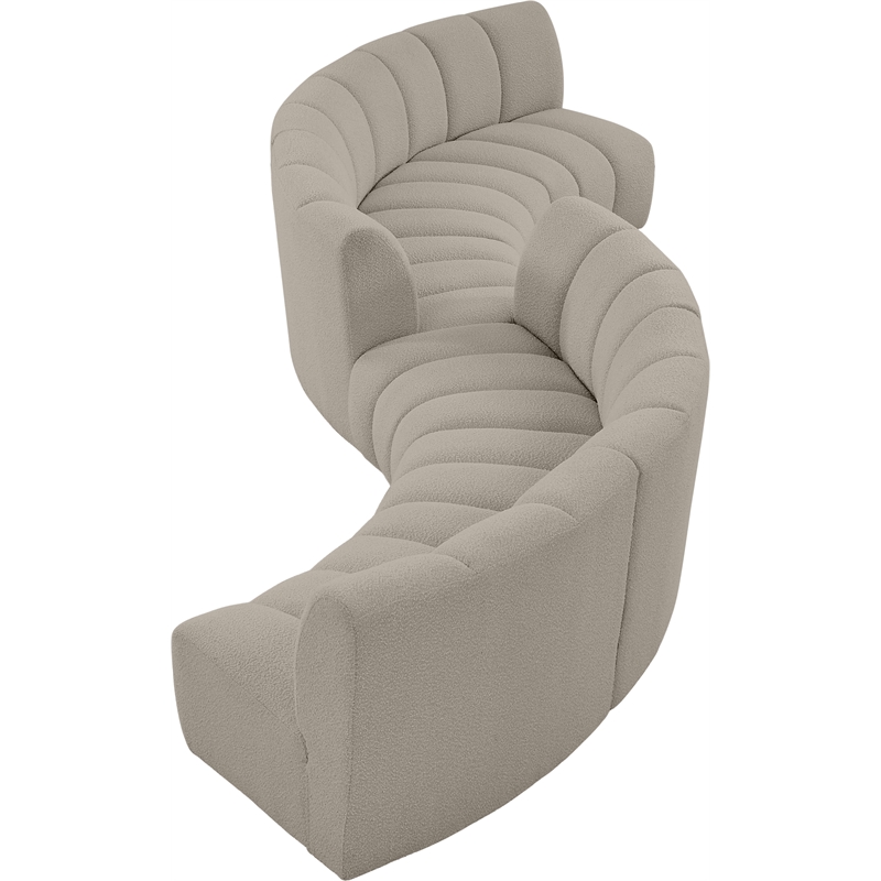 Maklaine Contemporary Brown Boucle Fabric 6pc. Modular Sectional