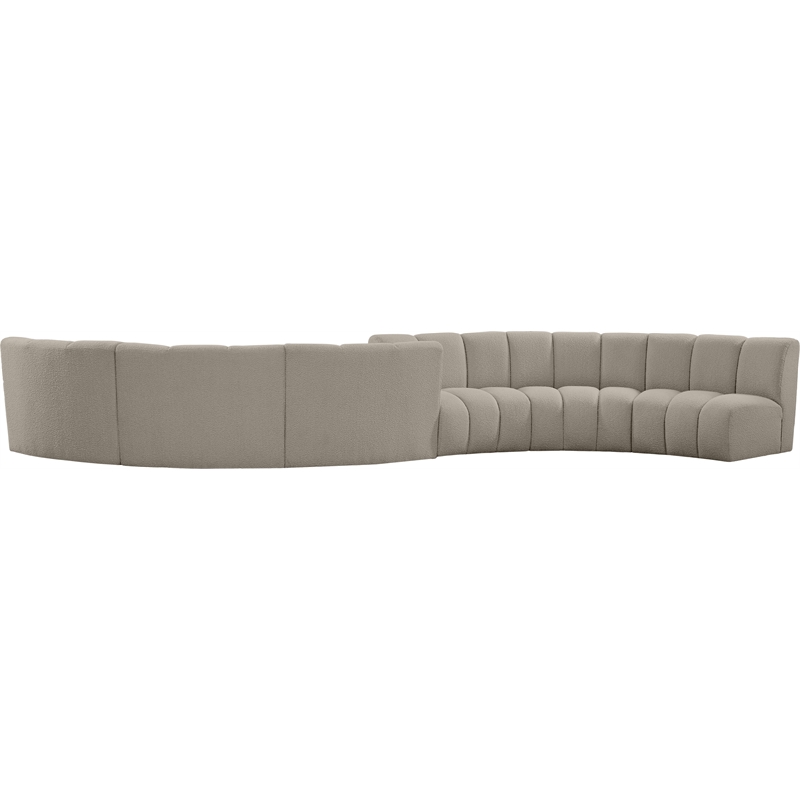 Maklaine Contemporary Brown Boucle Fabric 6pc. Modular Sectional