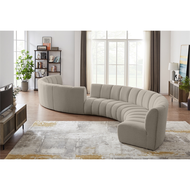 Maklaine Contemporary Brown Boucle Fabric 8pc. Modular Sectional