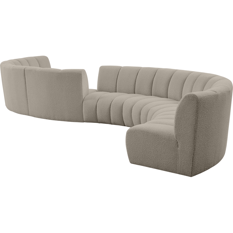 Maklaine Contemporary Brown Boucle Fabric 8pc. Modular Sectional