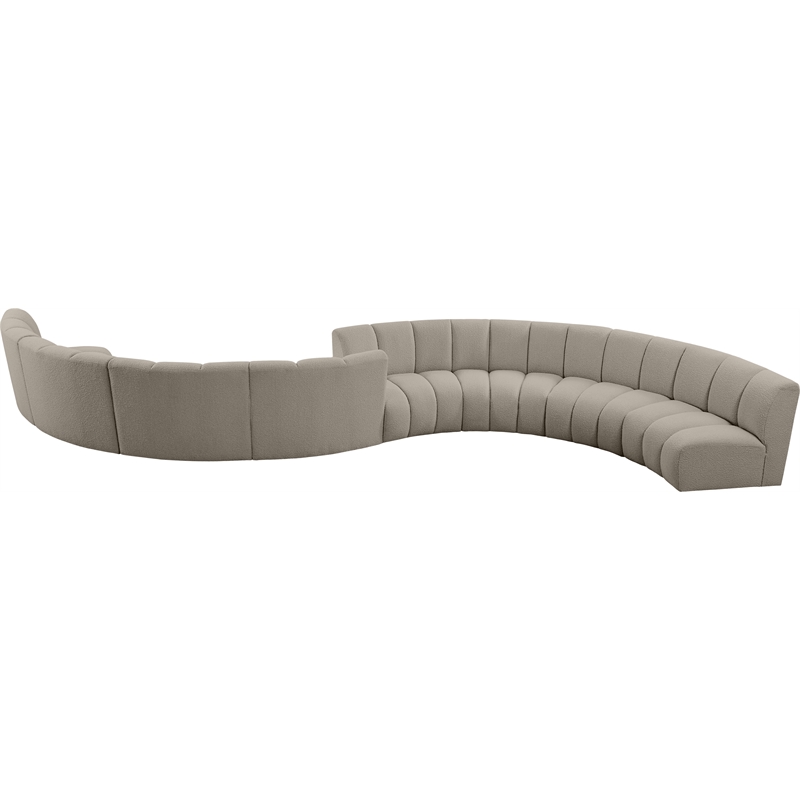 Maklaine Contemporary Brown Boucle Fabric 8pc. Modular Sectional