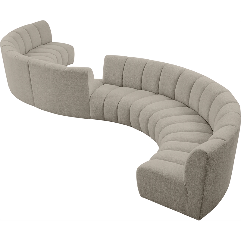 Maklaine Contemporary Brown Boucle Fabric 8pc. Modular Sectional