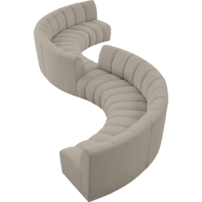 Maklaine Contemporary Brown Boucle Fabric 8pc. Modular Sectional