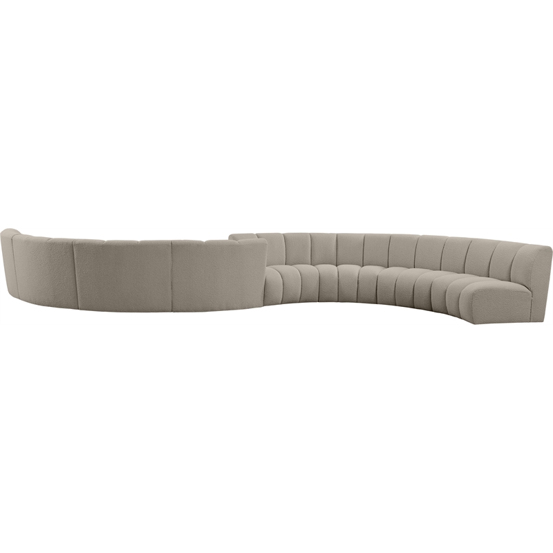 Maklaine Contemporary Brown Boucle Fabric 8pc. Modular Sectional