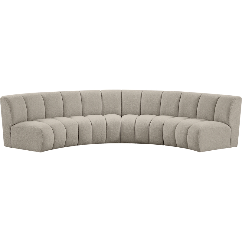 Maklaine Contemporary Brown Boucle Fabric 4pc. Modular Sectional