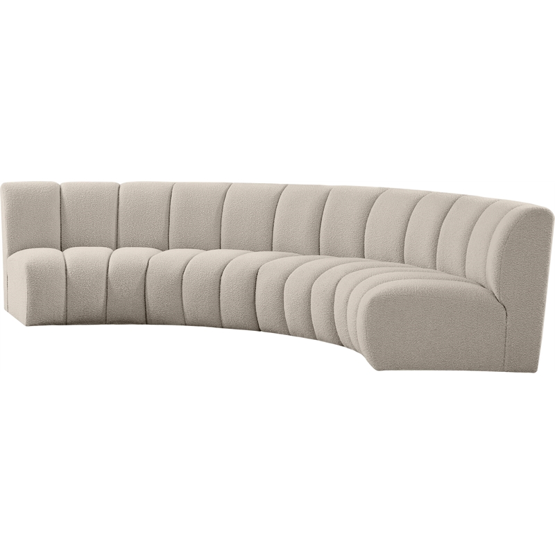Maklaine Contemporary Brown Boucle Fabric 4pc. Modular Sectional