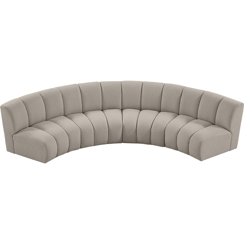 Maklaine Contemporary Brown Boucle Fabric 4pc. Modular Sectional