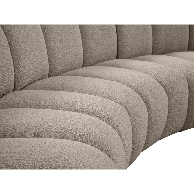 Maklaine Contemporary Brown Boucle Fabric 4pc. Modular Sectional