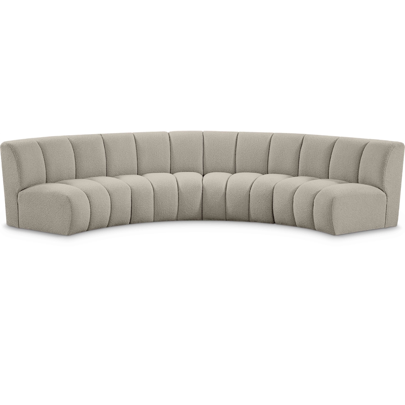 Maklaine Contemporary Brown Boucle Fabric 4pc. Modular Sectional