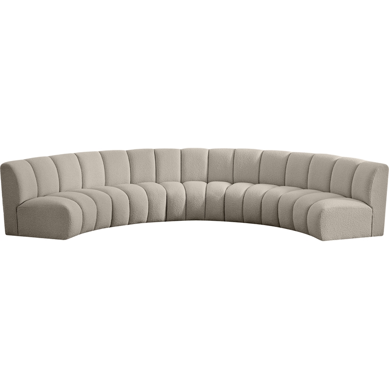 Maklaine Contemporary Brown Boucle Fabric 5pc. Modular Sectional