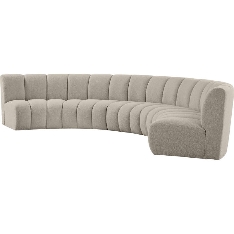 Maklaine Contemporary Brown Boucle Fabric 5pc. Modular Sectional