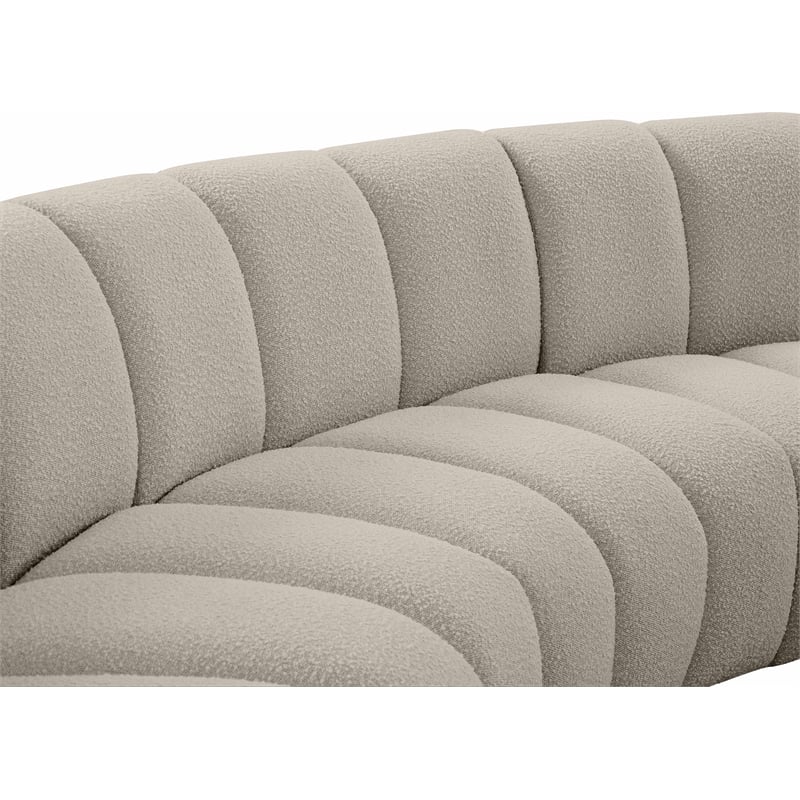 Maklaine Contemporary Brown Boucle Fabric 5pc. Modular Sectional