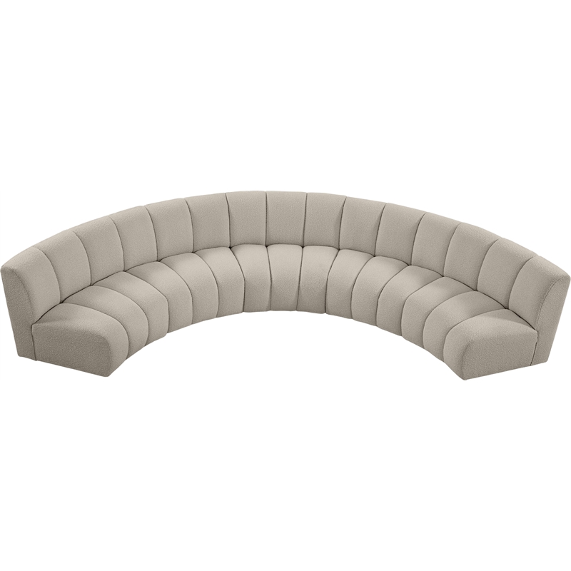 Maklaine Contemporary Brown Boucle Fabric 5pc. Modular Sectional