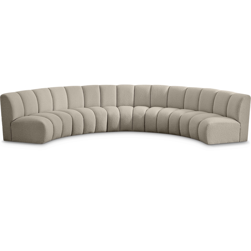 Maklaine Contemporary Brown Boucle Fabric 5pc. Modular Sectional
