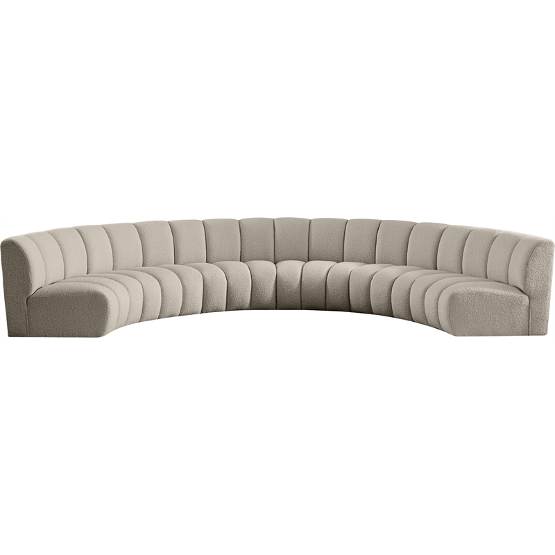 Maklaine Contemporary Brown Boucle Fabric 6pc. Modular Sectional