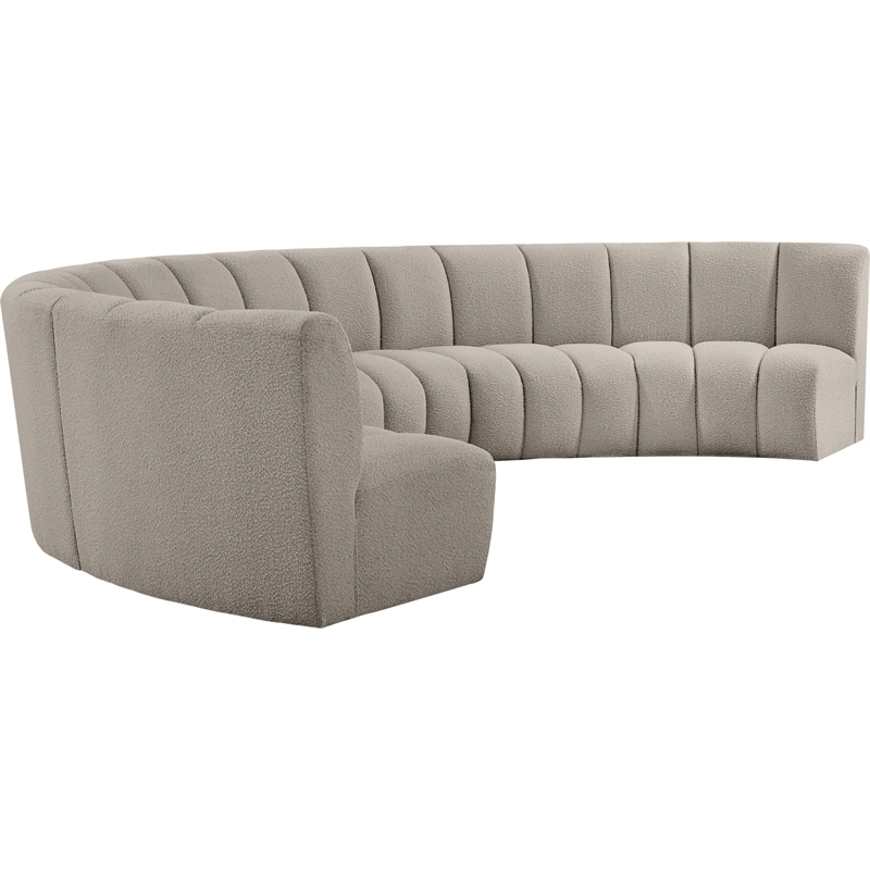 Maklaine Contemporary Brown Boucle Fabric 6pc. Modular Sectional