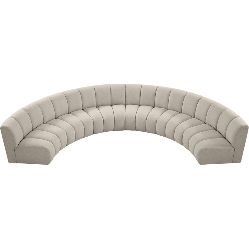 Maklaine Contemporary Brown Boucle Fabric 6pc. Modular Sectional