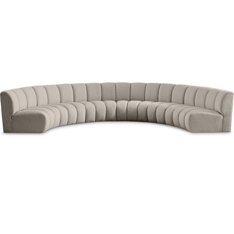 Maklaine Contemporary Brown Boucle Fabric 6pc. Modular Sectional