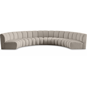 Maklaine Contemporary Brown Boucle Fabric 6pc. Modular Sectional