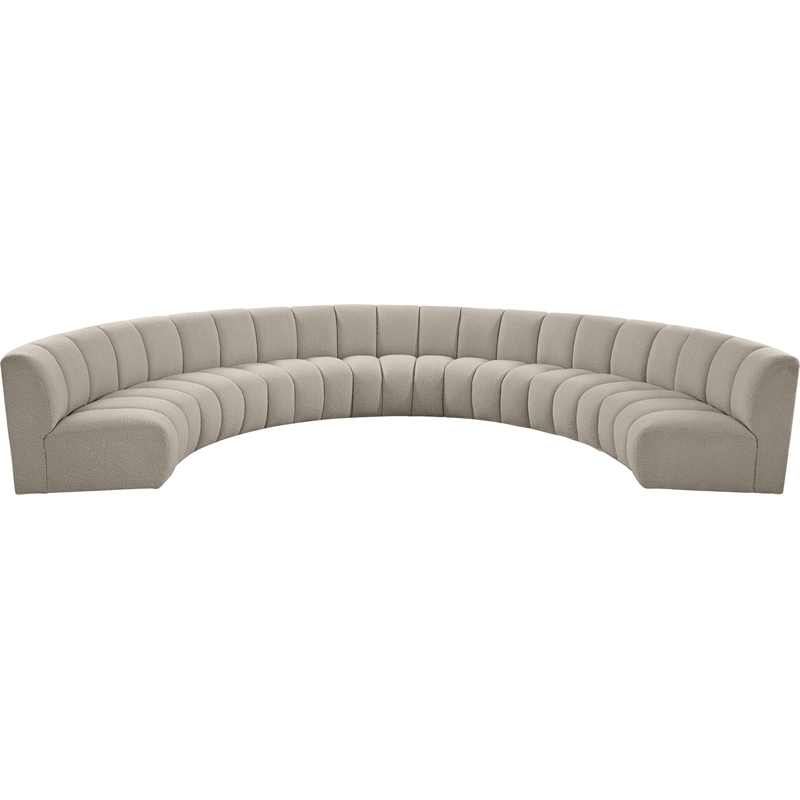 Maklaine Contemporary Brown Boucle Fabric 7pc. Modular Sectional