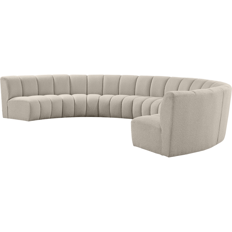 Maklaine Contemporary Brown Boucle Fabric 7pc. Modular Sectional