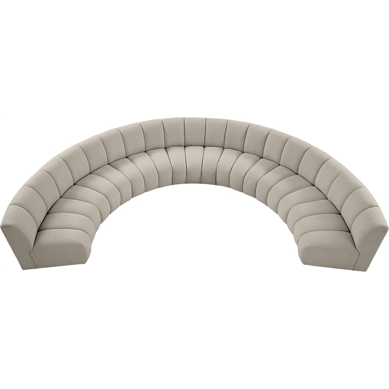 Maklaine Contemporary Brown Boucle Fabric 7pc. Modular Sectional