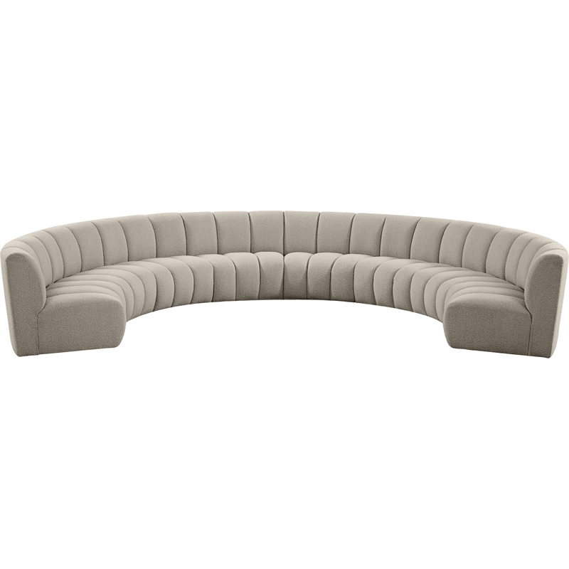 Maklaine Contemporary Brown Boucle Fabric 8pc. Modular Sectional