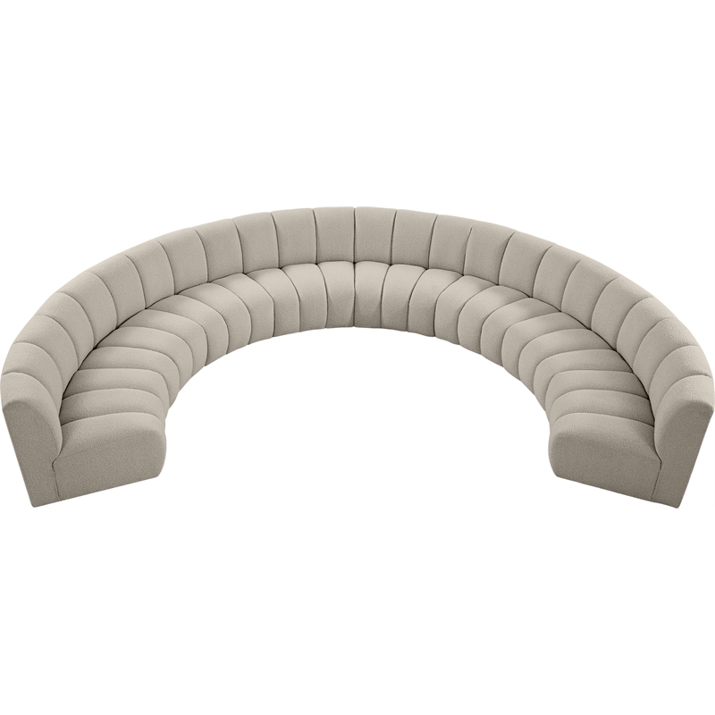 Maklaine Contemporary Brown Boucle Fabric 8pc. Modular Sectional