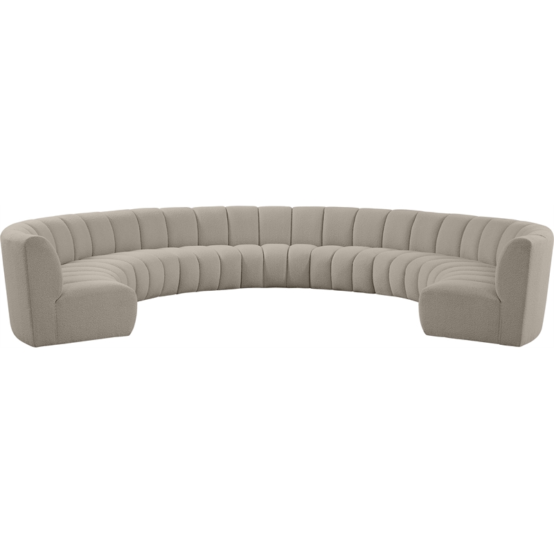 Maklaine Contemporary Brown Boucle Fabric 9pc. Modular Sectional