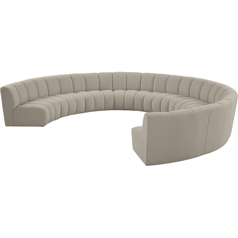 Maklaine Contemporary Brown Boucle Fabric 9pc. Modular Sectional