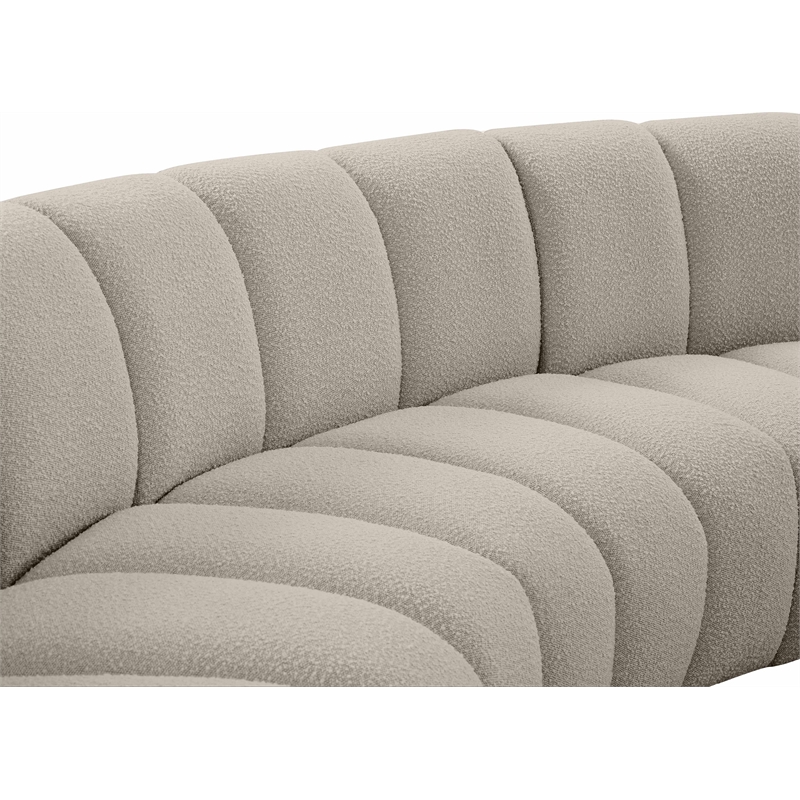 Maklaine Contemporary Brown Boucle Fabric 9pc. Modular Sectional