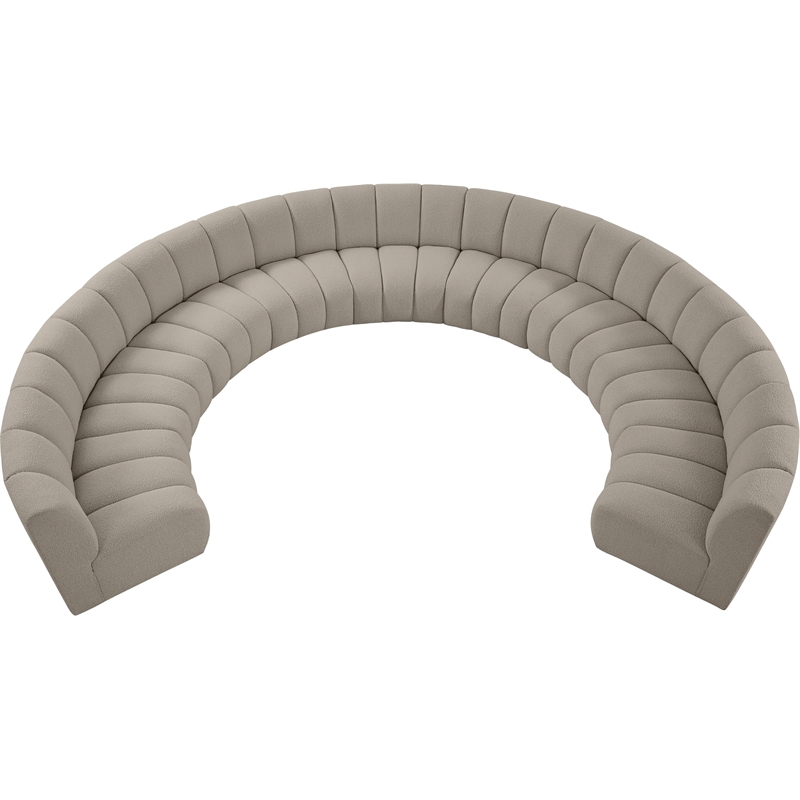 Maklaine Contemporary Brown Boucle Fabric 9pc. Modular Sectional