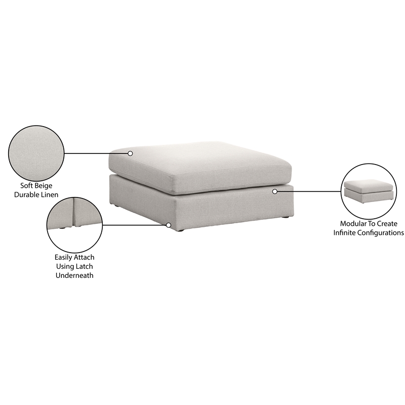 Maklaine Linen Beige Ottoman Modular 38