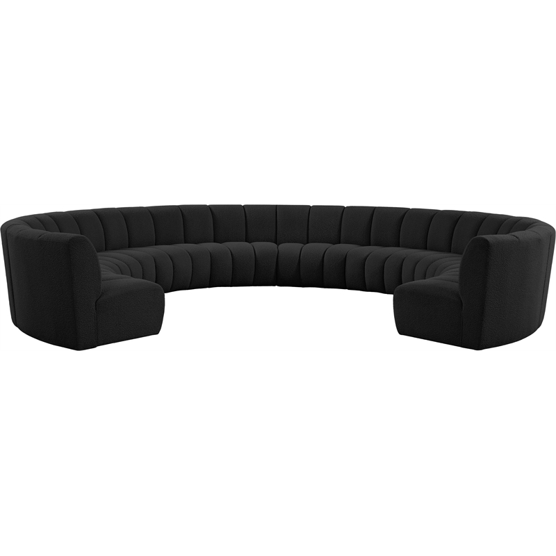 Maklaine Contemporary Black Boucle Fabric 10pc. Modular Sectional