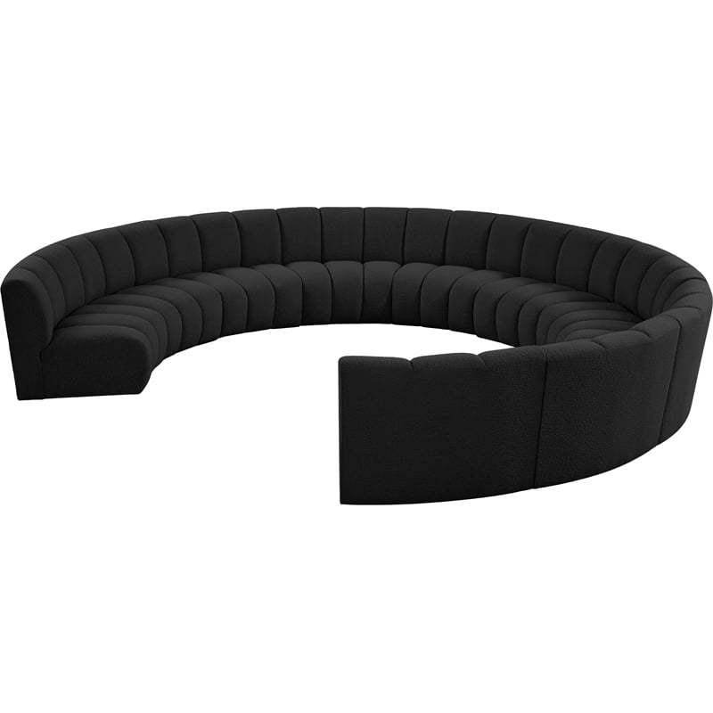 Maklaine Contemporary Black Boucle Fabric 10pc. Modular Sectional