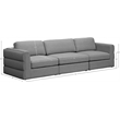 Maklaine Contemporary Grey Durable Linen Textured Fabric Modular Sofa