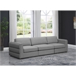 Maklaine Contemporary Grey Durable Linen Textured Fabric Modular Sofa
