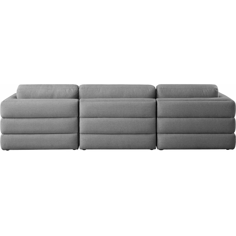 Maklaine Contemporary Grey Durable Linen Textured Fabric Modular Sofa