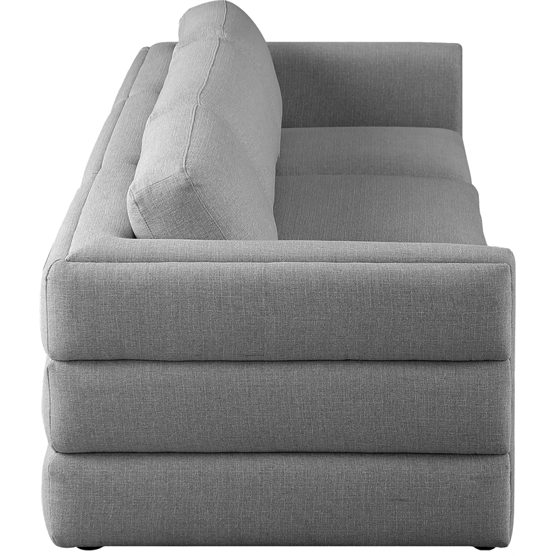 Maklaine Contemporary Grey Durable Linen Textured Fabric Modular Sofa