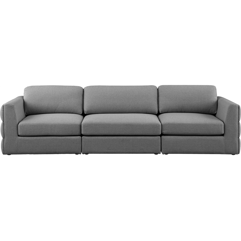 Maklaine Contemporary Grey Durable Linen Textured Fabric Modular Sofa