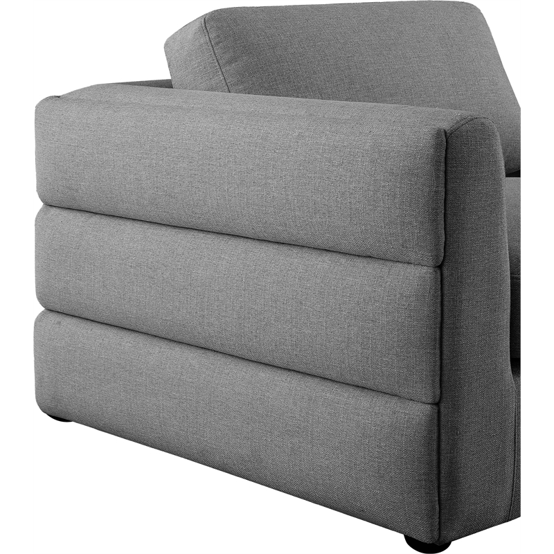 Maklaine Contemporary Grey Durable Linen Textured Fabric Modular Sofa