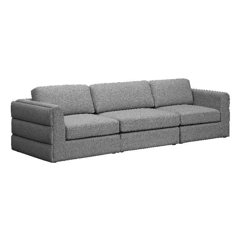 Maklaine Contemporary Grey Durable Linen Textured Fabric Modular Sofa