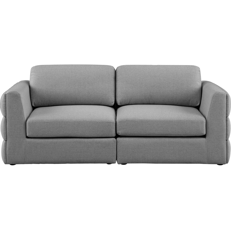 Maklaine Contemporary Grey Durable Linen Textured Fabric Modular Sofa