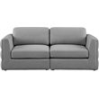 Maklaine Contemporary Grey Durable Linen Textured Fabric Modular Sofa